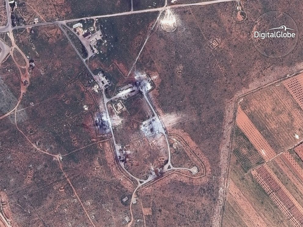 PHOTO: Satellite images show the airfield in Syria that was struck in the U.S. attack.