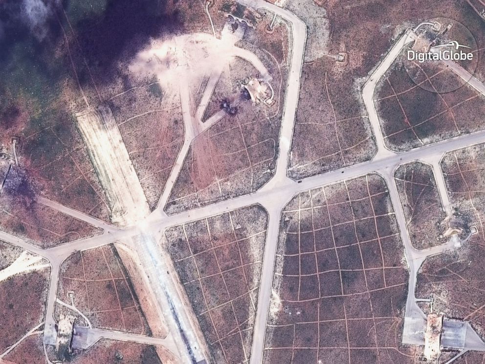 PHOTO: Satellite images show the airfield in Syria that was struck in the U.S. attack.