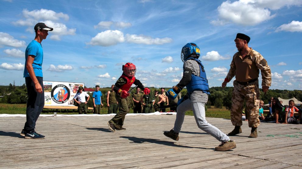 PHOTO: The third day of "Orthodox Warrior" camp is a day of knife fighting, a popular Russian sport. The camp takes place in Diveevo, the center of pilgrimage for Orthodox Christians in Russia, Aug. 5, 2016.
