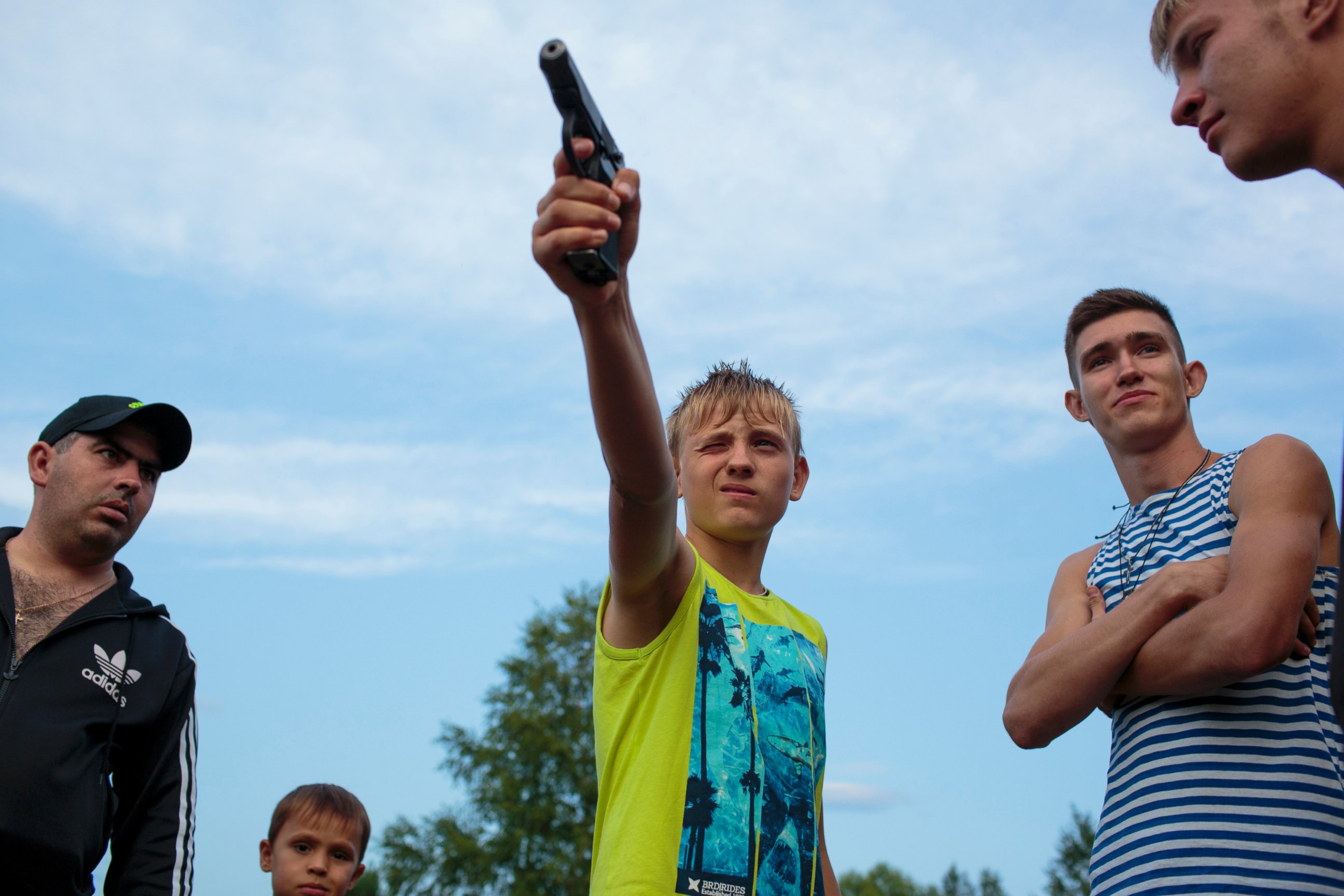 PHOTO: Igor Fast, 14,  from Stavropol practices shooting before the start of the "Orthodox Warrior" camp. They are using air-soft guns for practice and competitions.