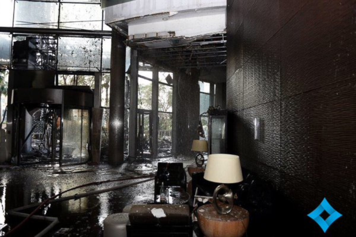 PHOTO: The Address Downtown Hotel Lobby in Dubai on Jan. 1, 2016 after the fire was controlled.
