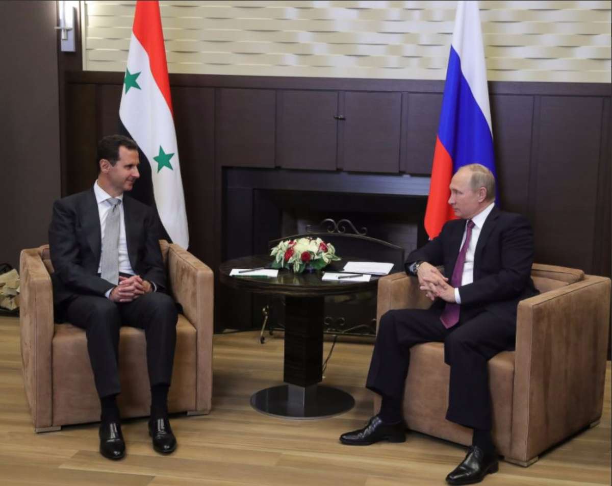PHOTO: Syrian President Bashar al-Assad met with Russia's Vladimir Putin in Sochi on Monday. 
