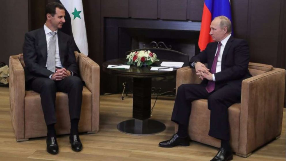 PHOTO: Syrian President Bashar al-Assad met with Russia's Vladimir Putin in Sochi on Monday. 