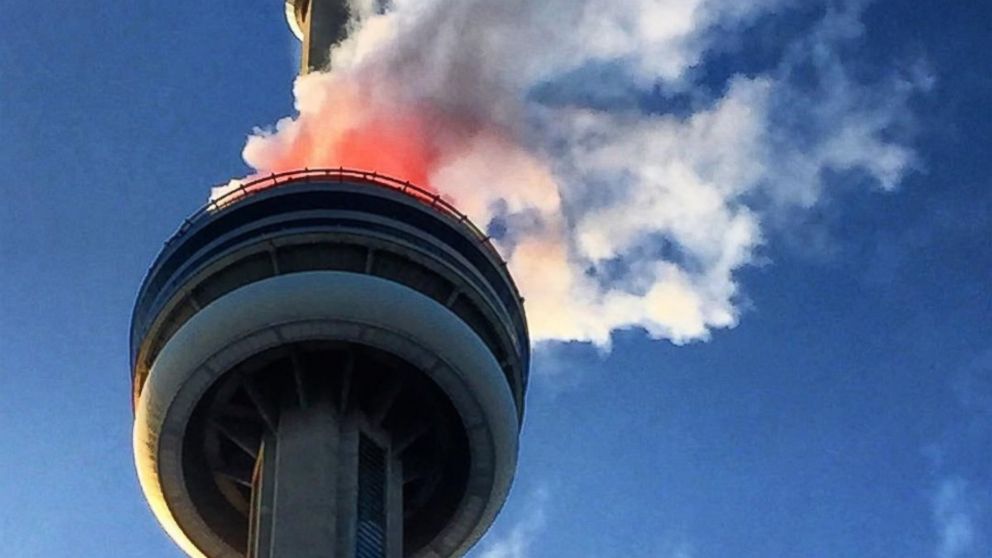 Instagram user ashtonlawrence posted this photo of smoke coming from the CN Tower in Toronto on July 9, 2015. Fire officials said it was part of a pyrotechnics display ahead of the Pan Am Games.