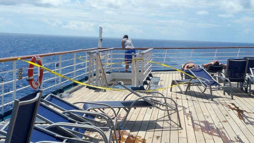 PHOTO: This deck pictured here on cruise ship Carnival Ecstasy is where witnesses allegedly saw a 32-year-old woman jump overboard from on Sept. 6, 2016, around 2:30 a.m. 