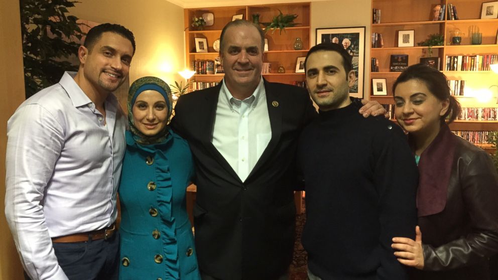 PHOTO: Dr. Ramy Kurdi, Sarah Hekmati, Congressman Dan Kildee, Amir Hekmati and Leila Hekmati. This was the first time the Hekmati family met in person with Amir Hekmati at the Landstuhl Regional Medical Center in Germany.