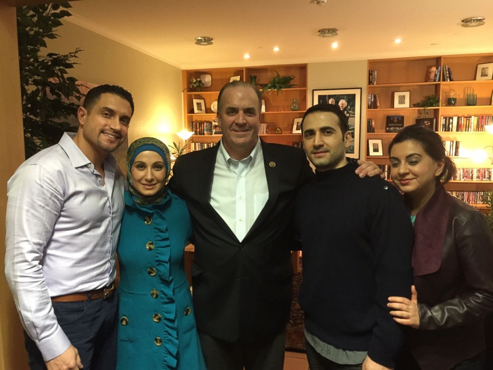 PHOTO: Dr. Ramy Kurdi, Sarah Hekmati, Congressman Dan Kildee, Amir Hekmati and Leila Hekmati. This was the first time the Hekmati family met in person with Amir Hekmati at the Landstuhl Regional Medical Center in Germany.