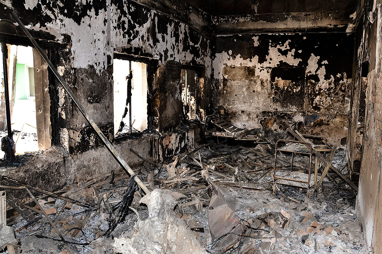 PHOTO:The outpatient department lies in ruin after U.S. airstrikes hit the hospital on October 3, 2015.