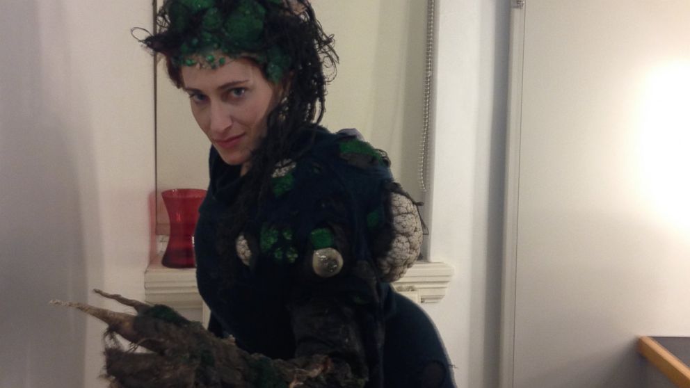 Recent musical drama graduate and actress Melissa Bayern preparing for the role of the witch in a production of Into The Woods at the Royal Exchange, Manchester, Jan. 2016.
