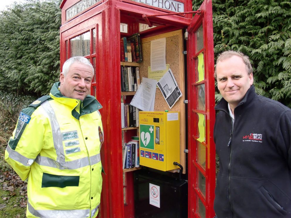 PHOTO: Britain's iconic red phone booths are quickly disappearing from the streets, but this phone booth has been transformed into a defibrillator stations.