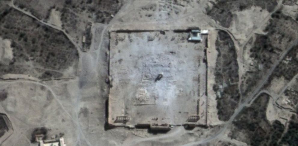 PHOTO:This satellite image provided by the UN from August 31 shows the site of the Temple of Bel, which ISIS militants reportedly destroyed.