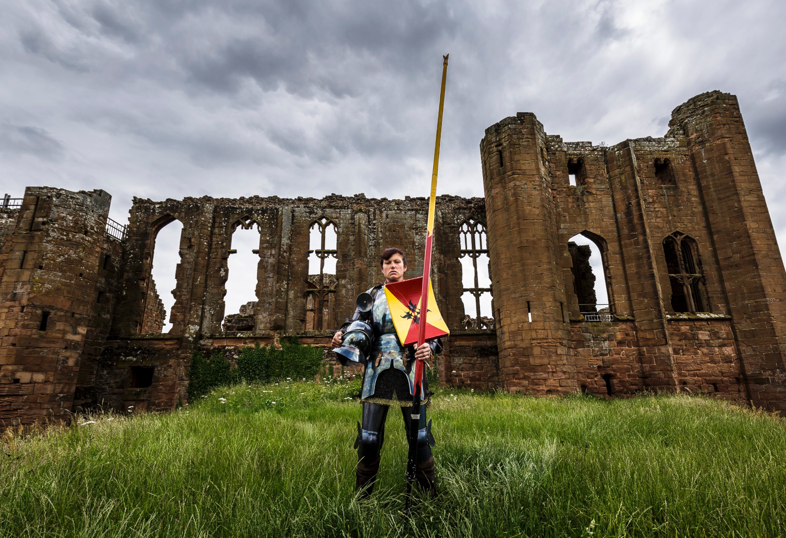 PHOTO: Women will be joining joust tournaments hosted at English Heritage castles in the UK for the first time this summer. Female jouster, Nicky Willis shown at Kenilworth Castle, Warwickshire, UK. 