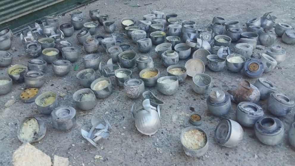 PHOTO: Cluster munition remnants in Halak, Beidine, Sheikh Faress and al-Haydaryet neighborhood, eastern Aleppo city over past three weeks.