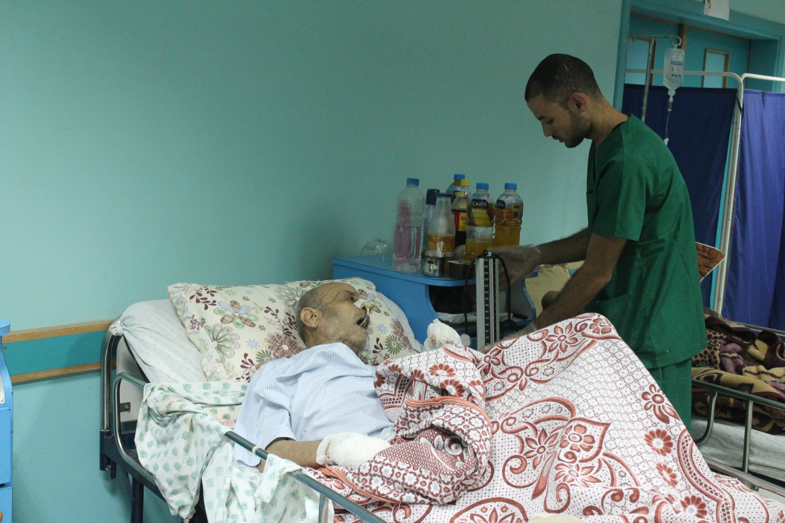 PHOTO: A staffer tends to a patient at El-Wafa hospital in eastern Gaza City. 