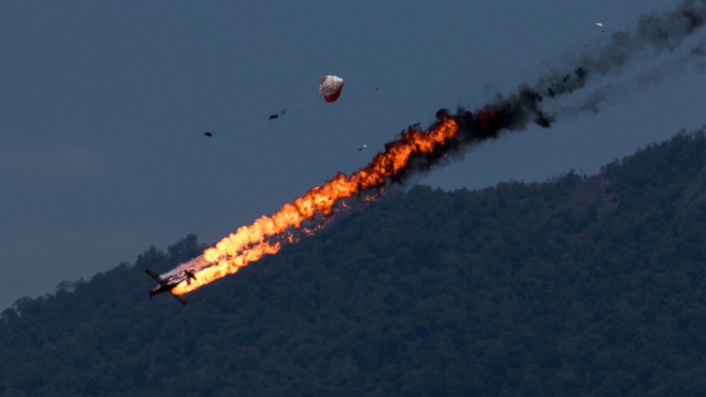 Two planes with an Indonesian aerobatics team collided while practicing for an airshow in Malaysia on March 15 2015.