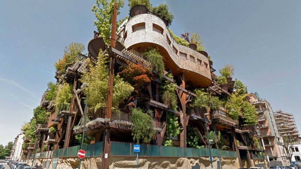 This pictured apartment building in Turin, Italy, called a "living forest" by its architect Luciano Pia, houses 63 unique apartments and contains terraces with trees and lush gardens.