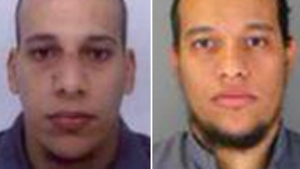 French authorities say two brothers, Cherif Kouachi and Said Kouachi are two of the three men allegedly involved in a terrorist attack on the offices of Charlie Hebdo in Paris on Jan. 7, 2015.