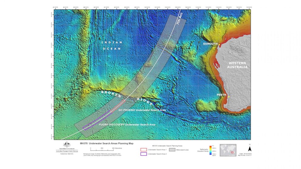 PHOTO: Teams have searched more than 9,000 square miles of the seafloor along the plane's predicted path.