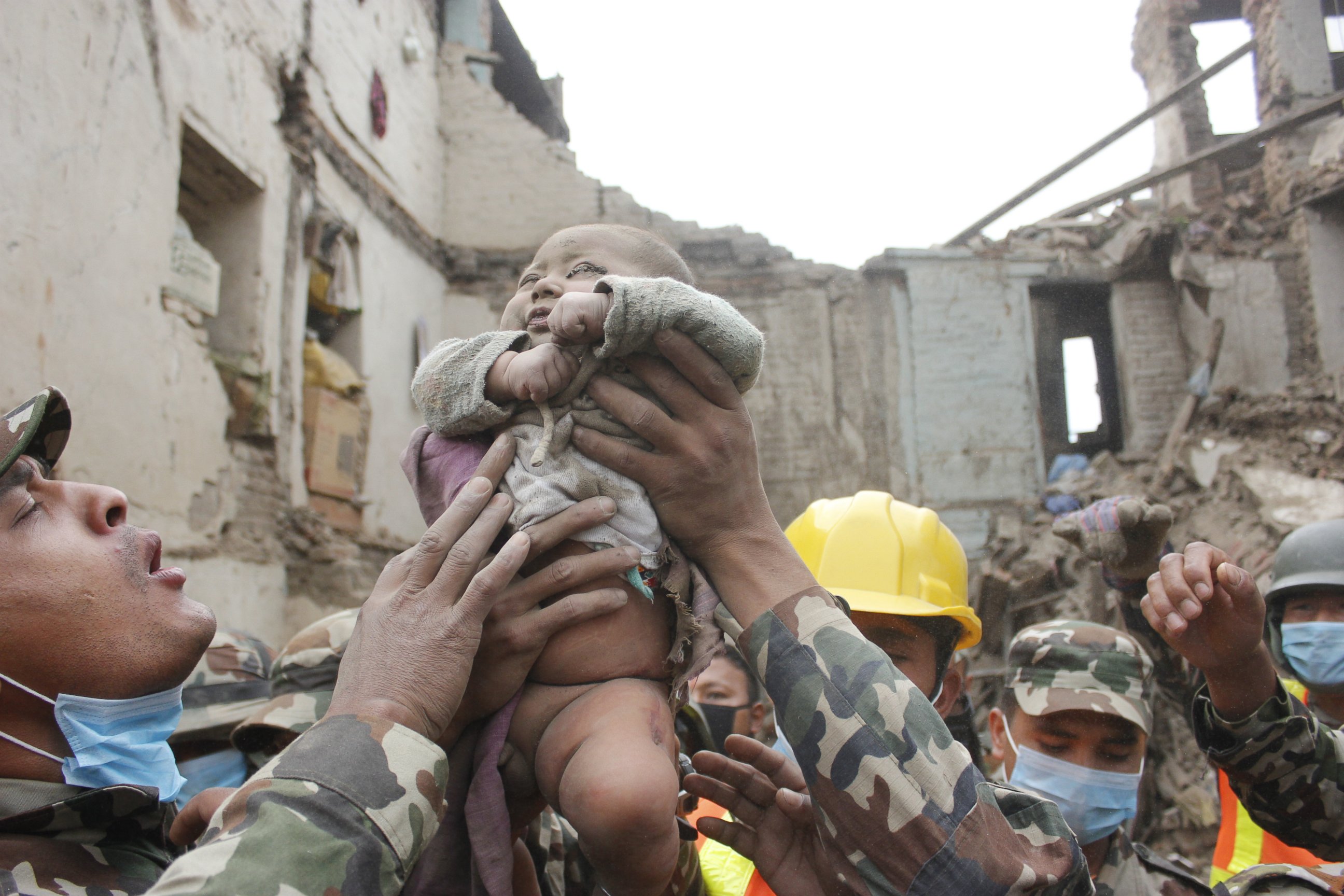 PHOTO: A 4-month-old baby was rescued from rubble in Nepal, April 26, 2015, following an earthquake.