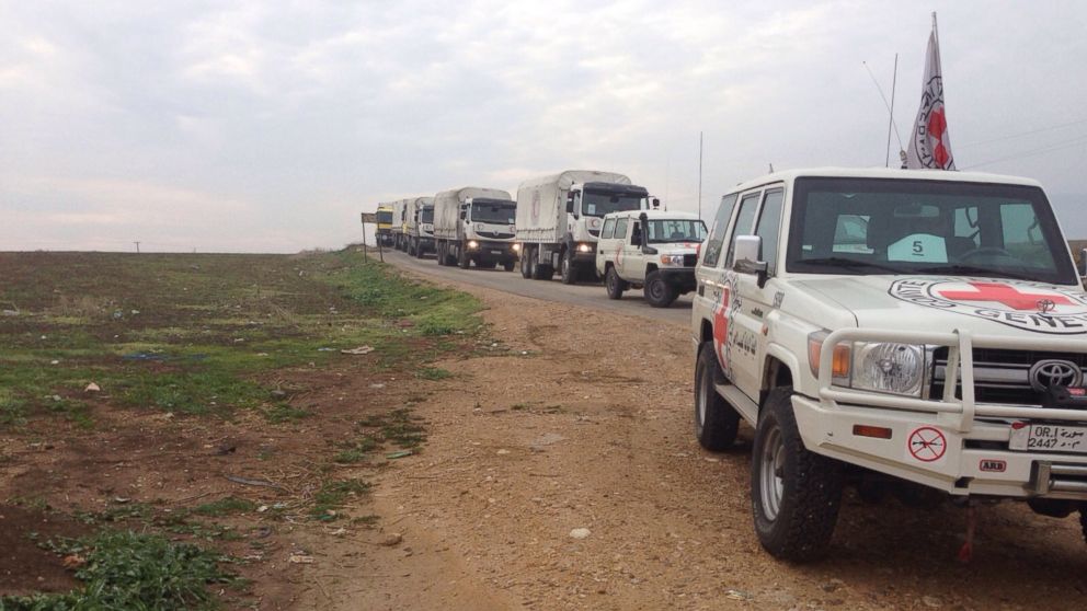 United Nations and Red Cross aid convoys heading to the besieged Syrian towns of Madaya , Foua and Kefraya, Jan. 11th 2016.