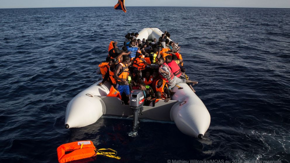 Refugees and Migrants being rescued in the Mediterranean in June 2016.