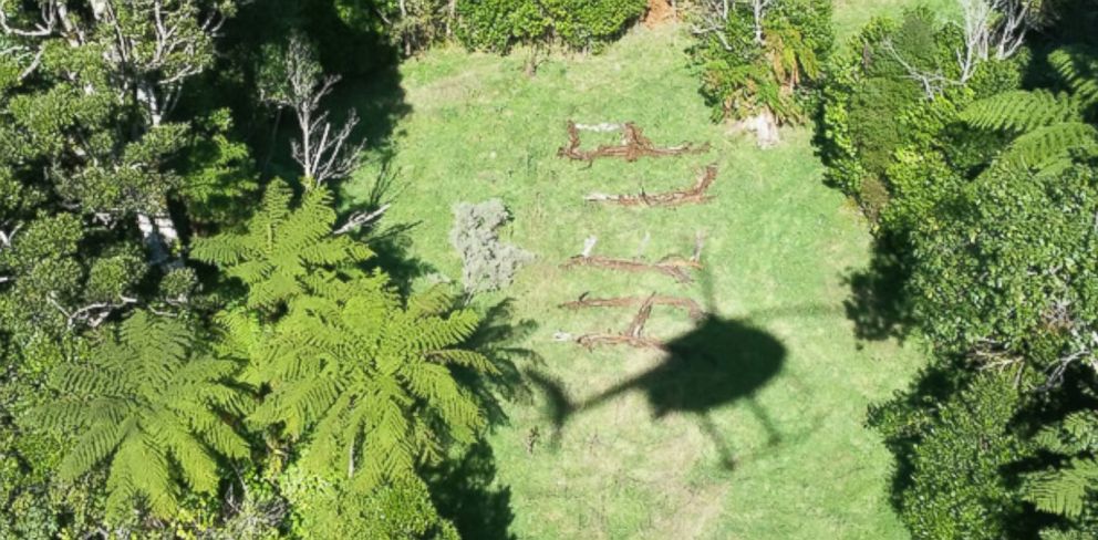 PHOTO: A photo first obtained by the New Zealand Herald shows a "help" sign made by a mother and daughter from North Carolina who went missing while hiking in New Zealand. They were later spotted by a search helicopter and airlifted to a hospital.