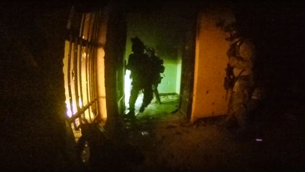 A still from a video shows the raid of an ISIS stronghold in northern Iraq.