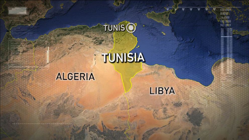 PHOTO: A map showing the location of the city of Tunis in Tunisia.