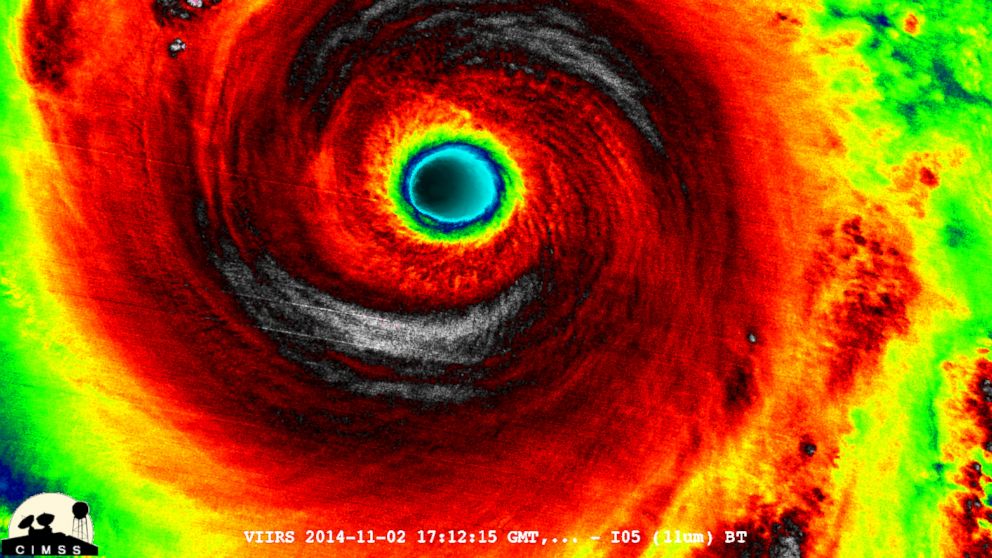 PHOTO: The storm temperature structure within the eye wall structure region of Typhoon Nuri is seen in this image.