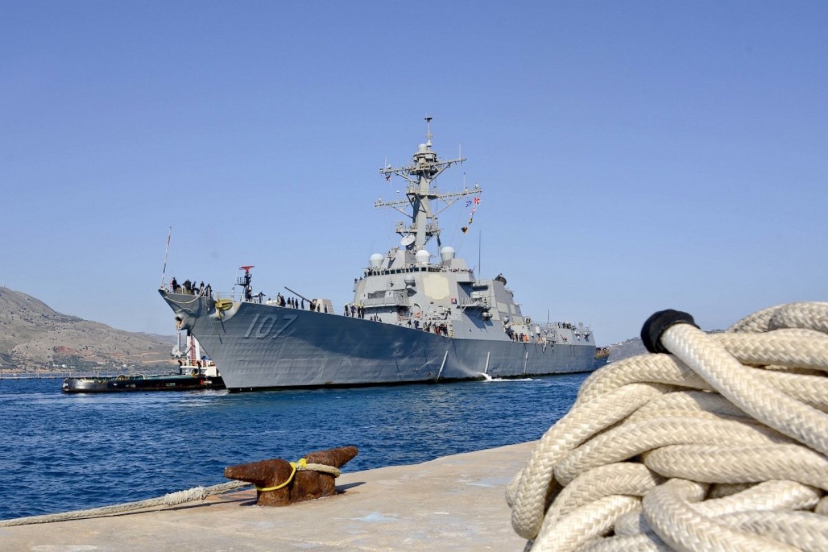 PHOTO: The Arleigh Burke-class guided-missile destroyer USS Gravely (DDG 107) arrives in Souda Bay, Greece.