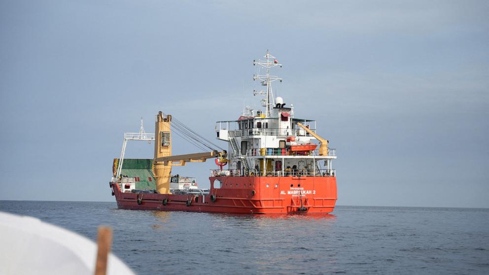 PHOTO: This file photo shows a vessel in the Strait of Hormuz, off the coast of Oman's Musandam province, on April 12, 2026.