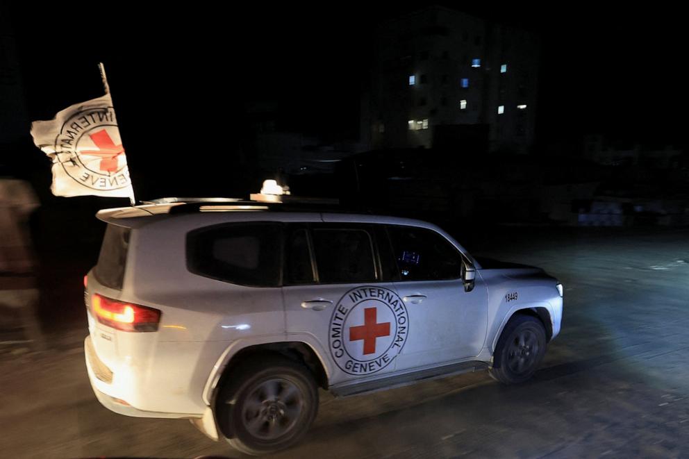 PHOTO: Red Cross transports remains of a deceased hostage in Gaza City, on Oct. 27, 2025.