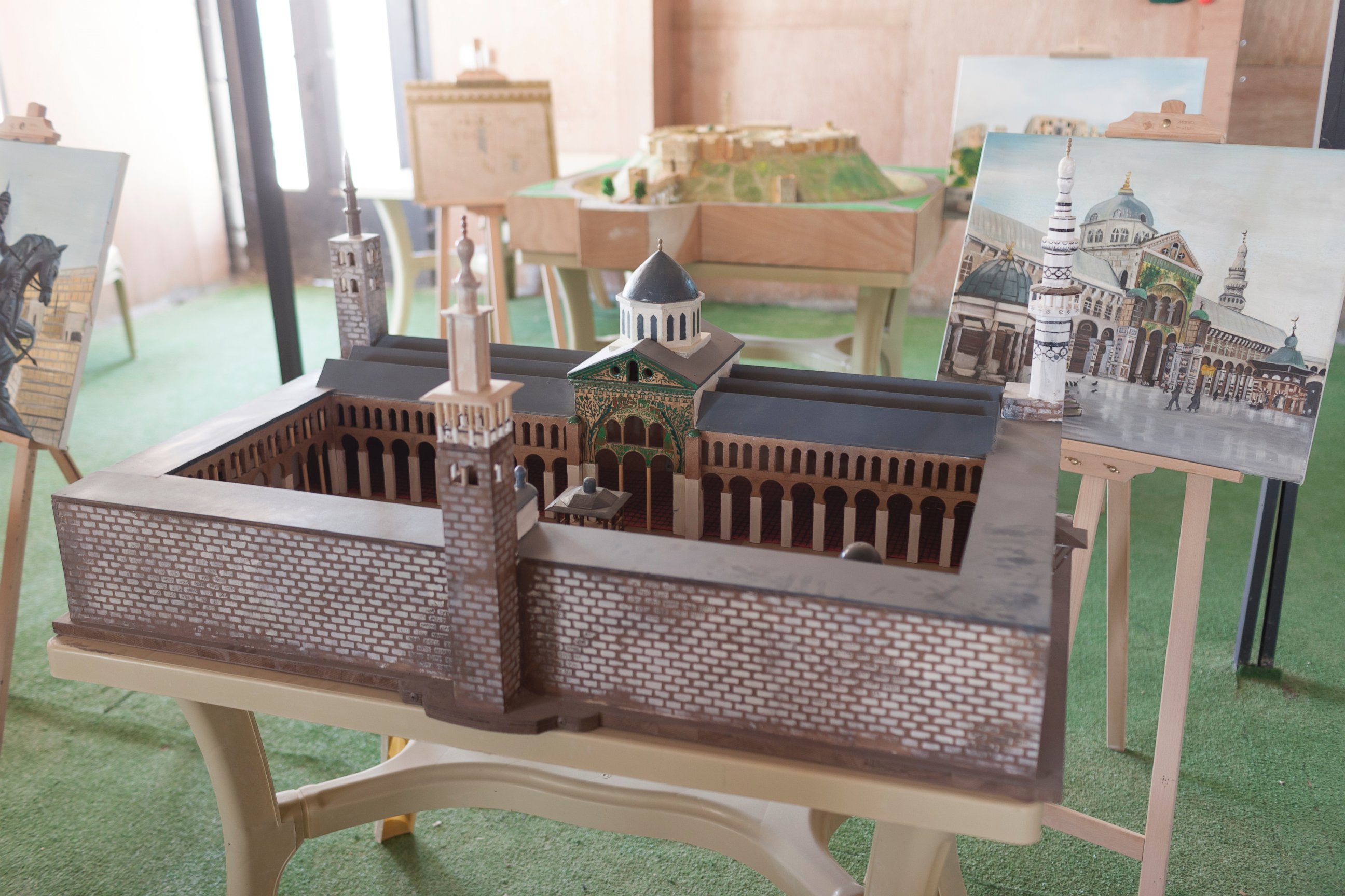 PHOTO: Damascus's Umayyad Mosque is one of the miniature replicas displayed at the community centre.