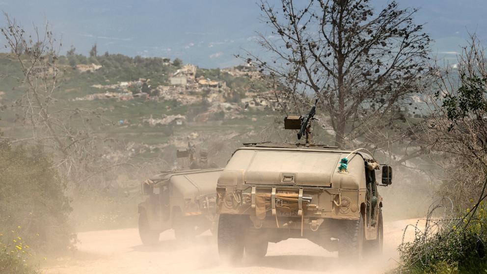 PHOTO: Israeli soldiers patrol along the border with southern Lebanon on April 17, 2026.