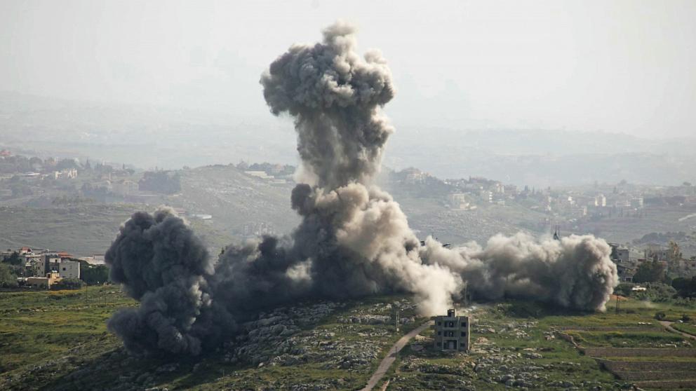 PHOTO: Smoke rises from the site of an Israeli airstrike that targeted the southern Lebanese village of Deir El Zahrani on May 13, 2026.