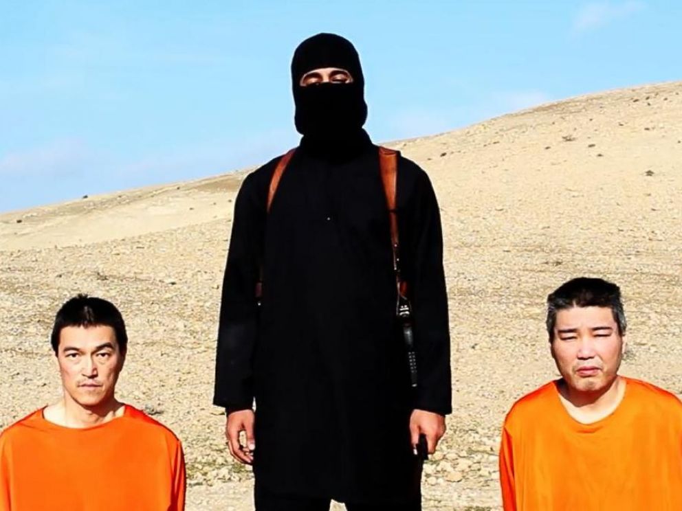 PHOTO: Two Japanese citizens appear in a video released by the terror group ISIS overnight Jan. 19, 2015.