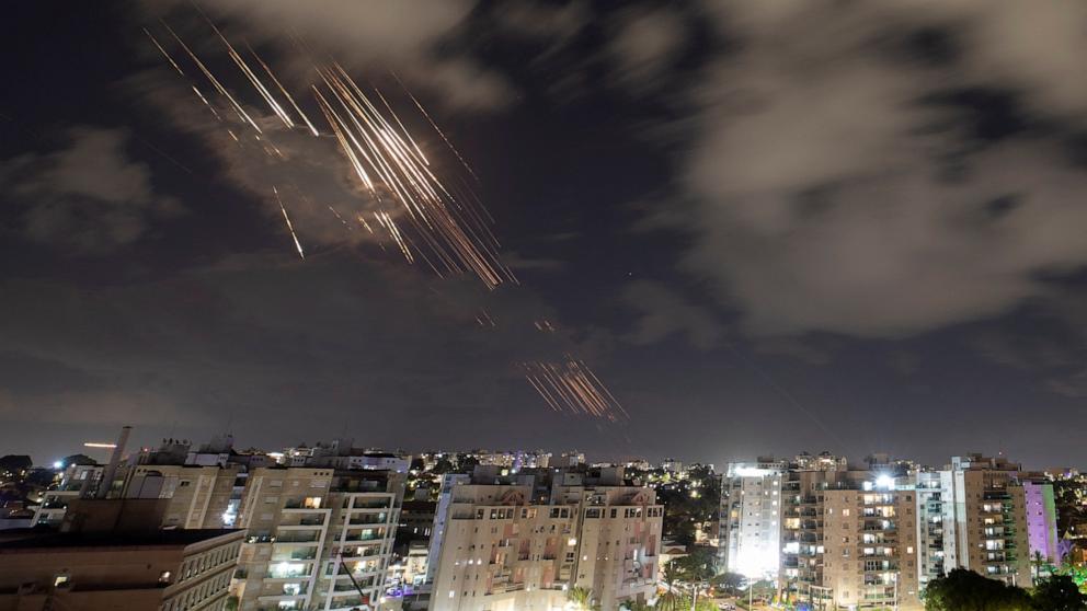 PHOTO: Israel's Iron Dome anti-missile system intercepts rockets, as seen from Ashkelon, Israel, Oct. 1, 2024.