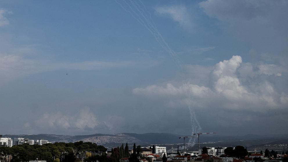 PHOTO: Israel's Iron Dome anti-missile system fires to intercept projectiles from Lebanon as seen from Nahariya, Israel, on Nov. 3, 2024.