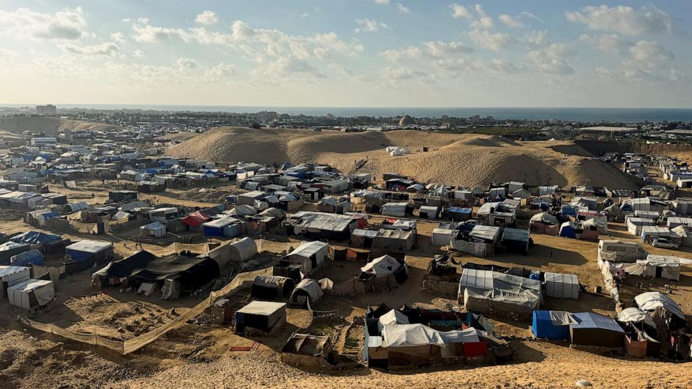 PHOTO: Displaced Palestinians shelter in a tent camp in Khan Younis, southern Gaza Strip, on Dec. 3, 2024.