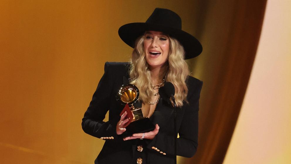 PHOTO: Lainey Wilson accepts the award for Best Country Album for Bell Bottom Country during the 66th Annual Grammy Awards in Los Angeles, Feb. 4, 2024. 