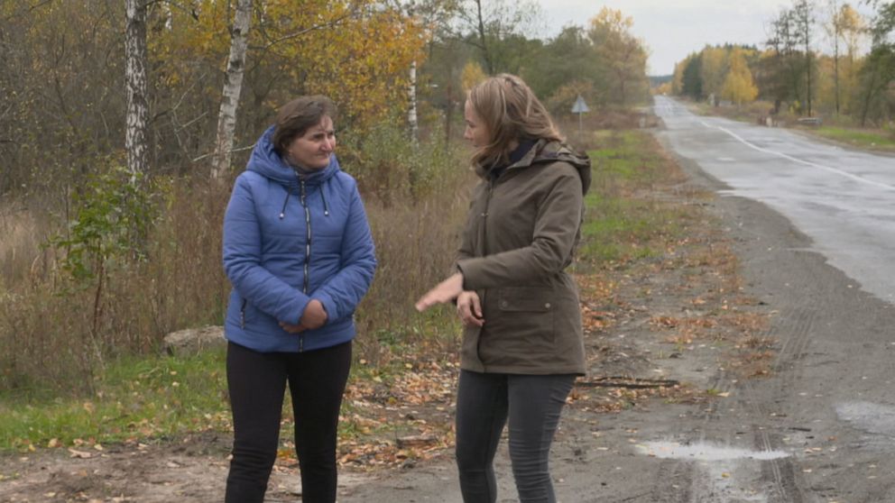 PHOTO: Larysa walks with ABC News' Britt Clennett.