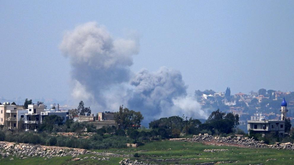 PHOTO: Smoke rises after an Israeli airstrike in Zawtar El Charqiyeh town of the southern Lebanon, on April 26, 2026.