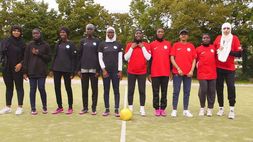 PHOTO: Les Hijabeuses is a soccer team of mostly Muslim women who wish to wear their hijabs while playing in competitions, for which they are currently banned. 