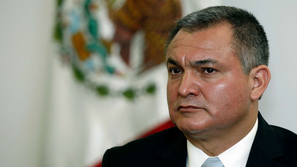 PHOTO: Mexico's Secretary of Public Safety Genaro Garcia Luna attends a news conference on the sidelines of an American Police Community meeting in Mexico City, Oct. 8, 2010.