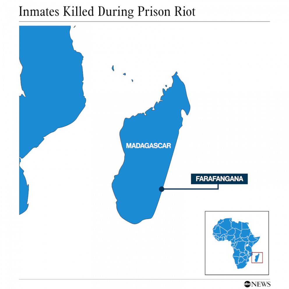PHOTO: Location of a prison where inmates were shot dead at a prison in Madagascar as authorities tried to stop a riot, Aug. 23, 2020.