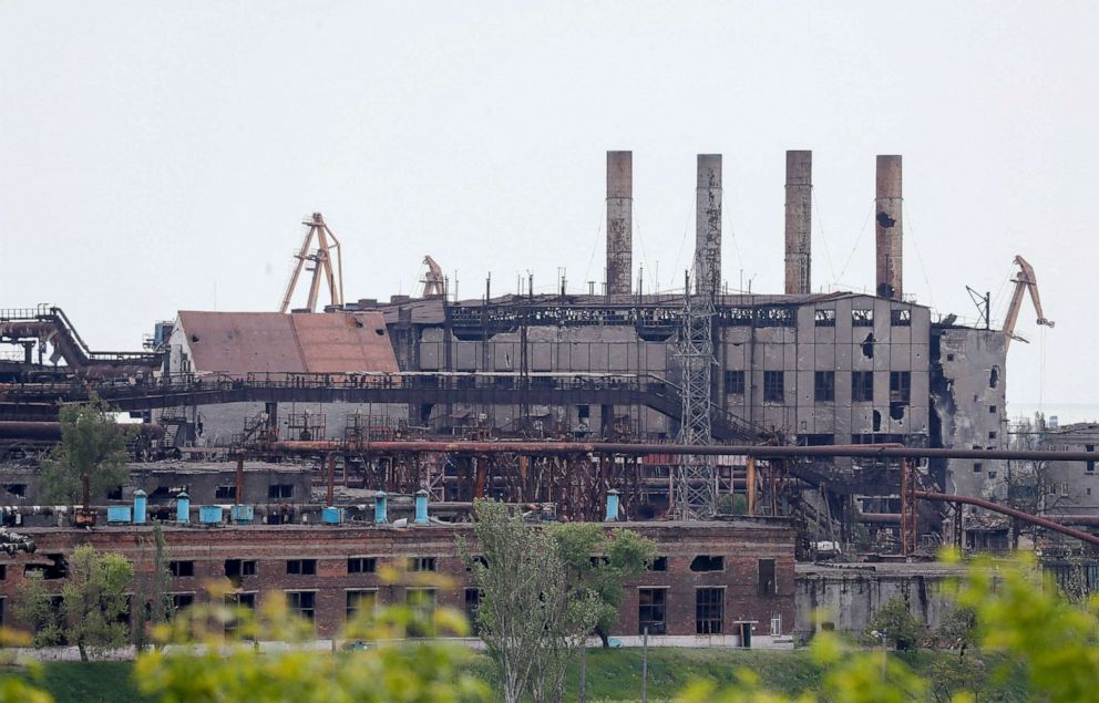 PHOTO: A view shows the Azovstal Iron and Steel Works plant during Ukraine-Russia conflict in the southern port city of Mariupol, Ukraine, May 15, 2022. 