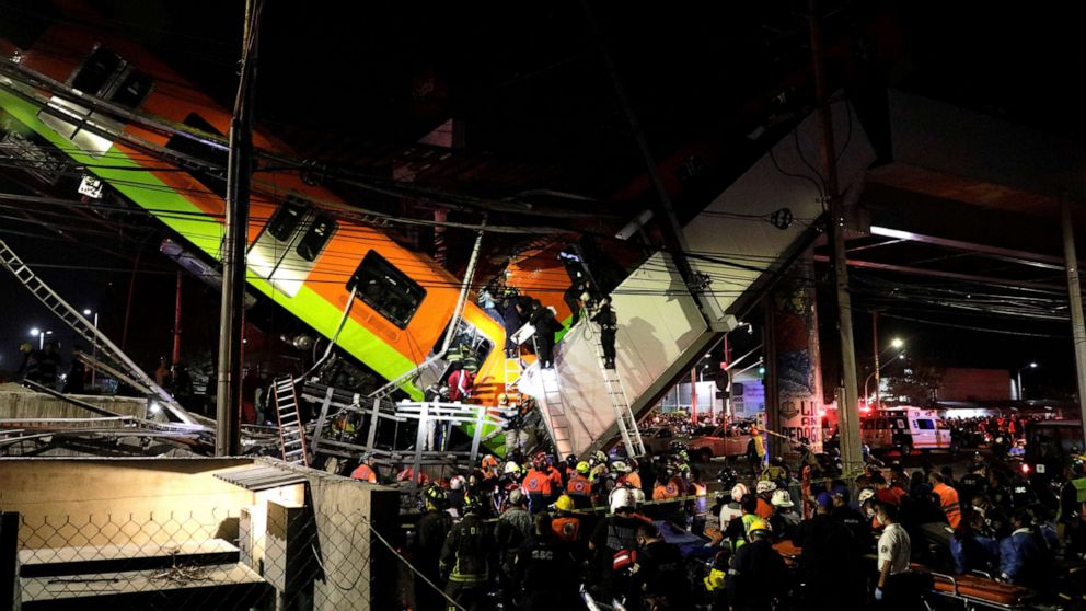 At least 13 dead, 70 injured after Mexico City overpass collapses with train: Authorities