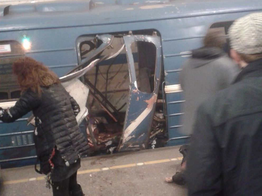 PHOTO: This photo taken on April 3, 2017 shows the blast site at a metro station in St. Petersburg, Russia.