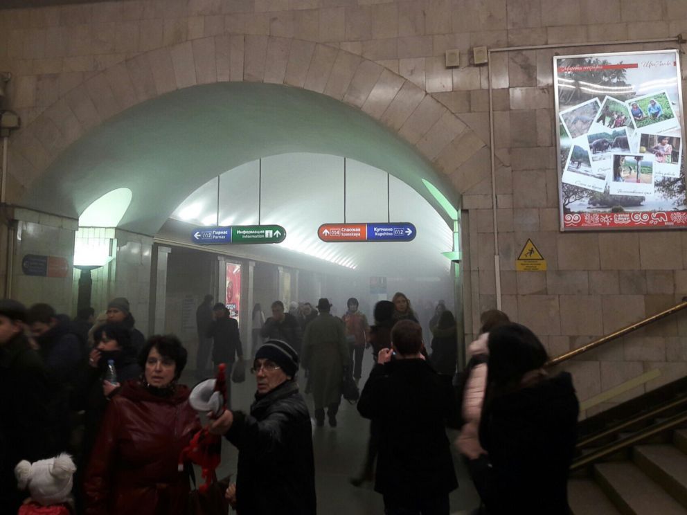 PHOTO: This photo taken on April 3, 2017 shows the blast site at a metro station in St. Petersburg, Russia.