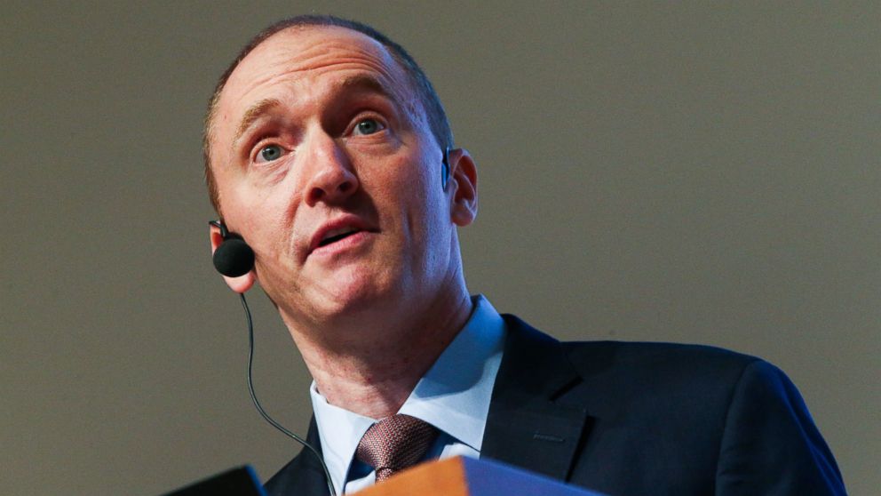 PHOTO: American investment banker, founder and managing partner of Global Energy Capital, foreign policy adviser to US presidential candidate Donald Trump, Carter Page speaks during a lecture at the World Trade Center in Moscow on July 7, 2016.